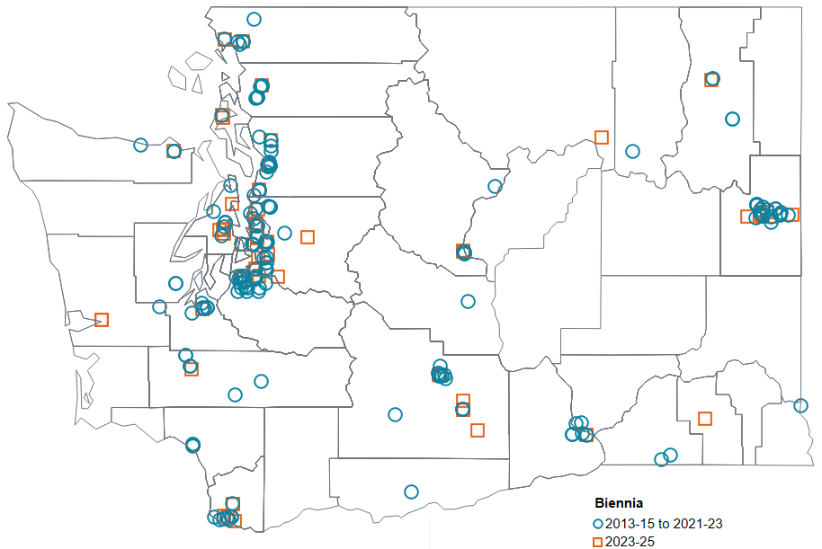 Historic BHF Investments 2013-2025 - Washington State Map