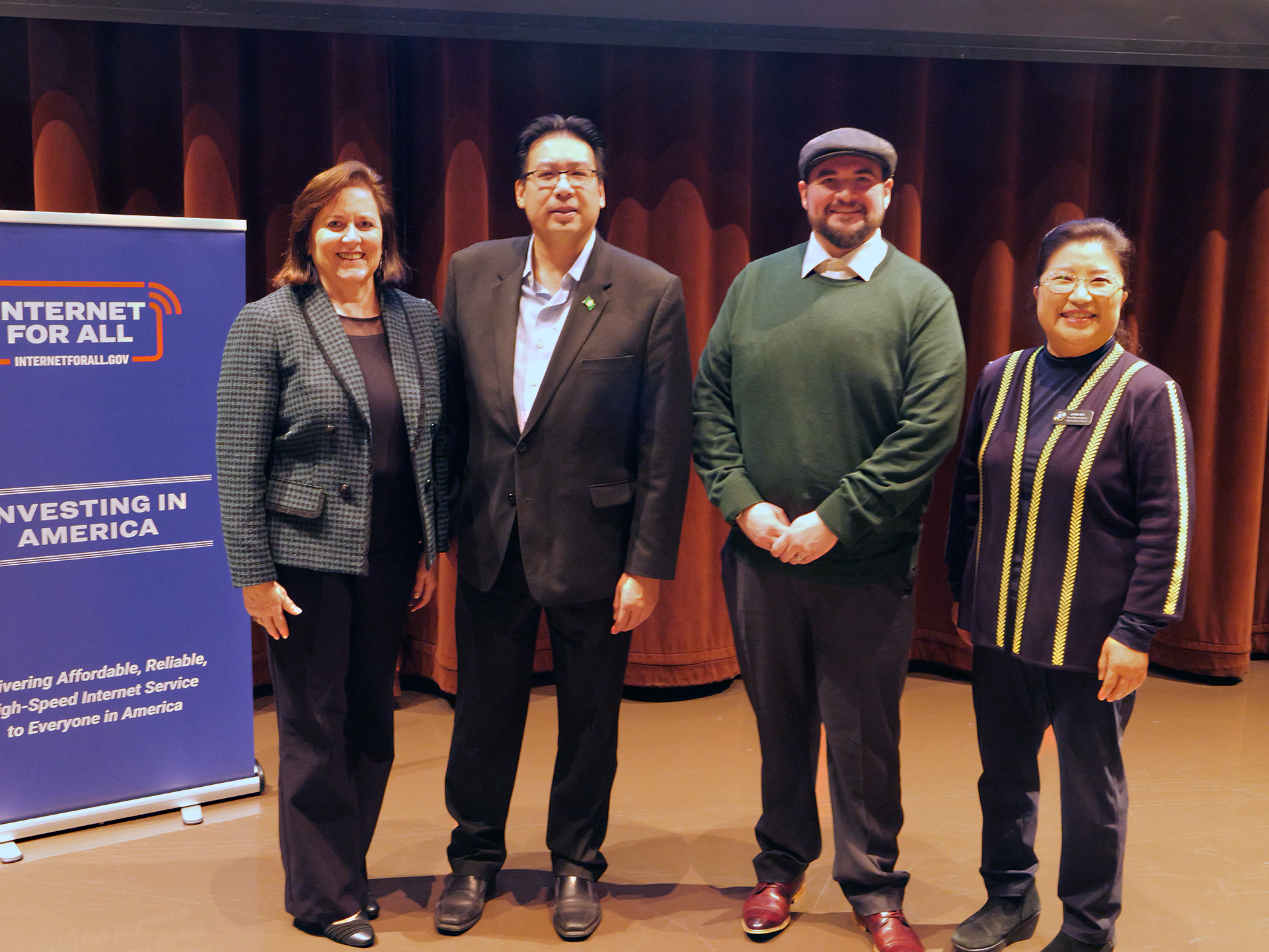 Photo from broadband funding announcement with federal officials